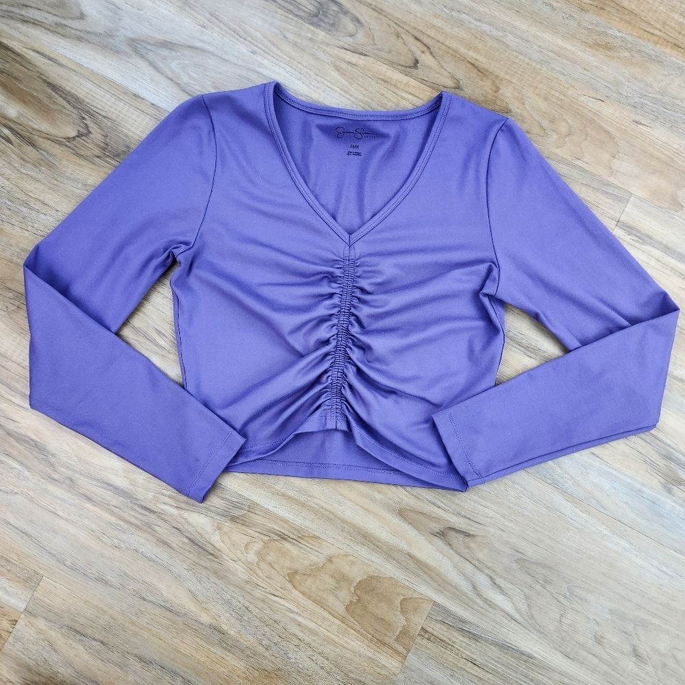 ☔️🩵Jessica Simpson Lavender Cropped Athletic Long Sleeve Top Medium